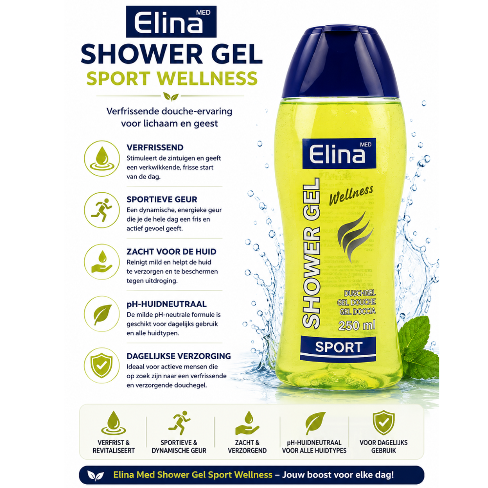 Elina Wellness Douchegel Sport 250 ml | Verfrissende Douchegel na het Sporten