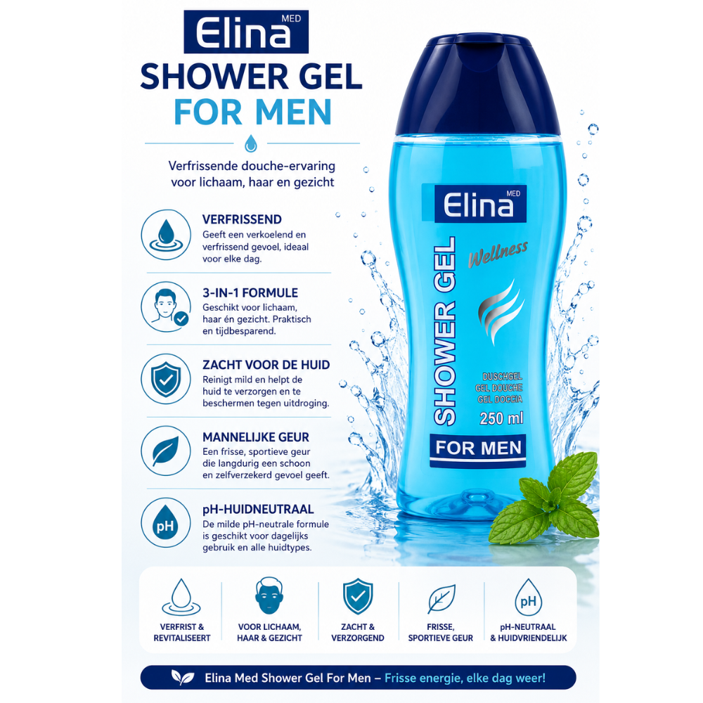 Elina Wellness Douchegel for Men 250 ml | Verzorgende Douchegel voor Mannen