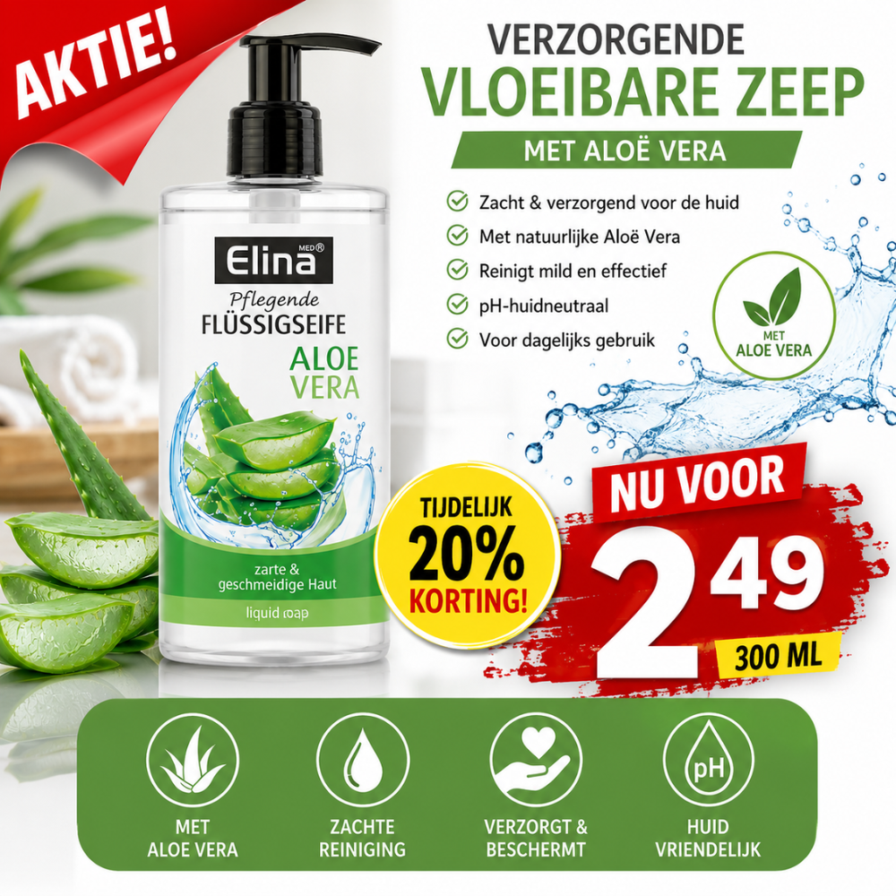 Elina Aloë Vera Vloeibare Zeep 300 ml | Milde Handzeep met Pomp