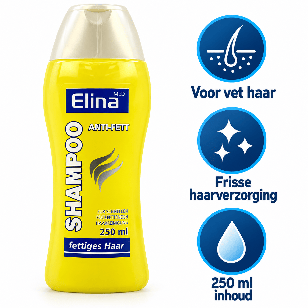 Elina Med Anti-Vet Shampoo voor Vet Haar – 250 ml