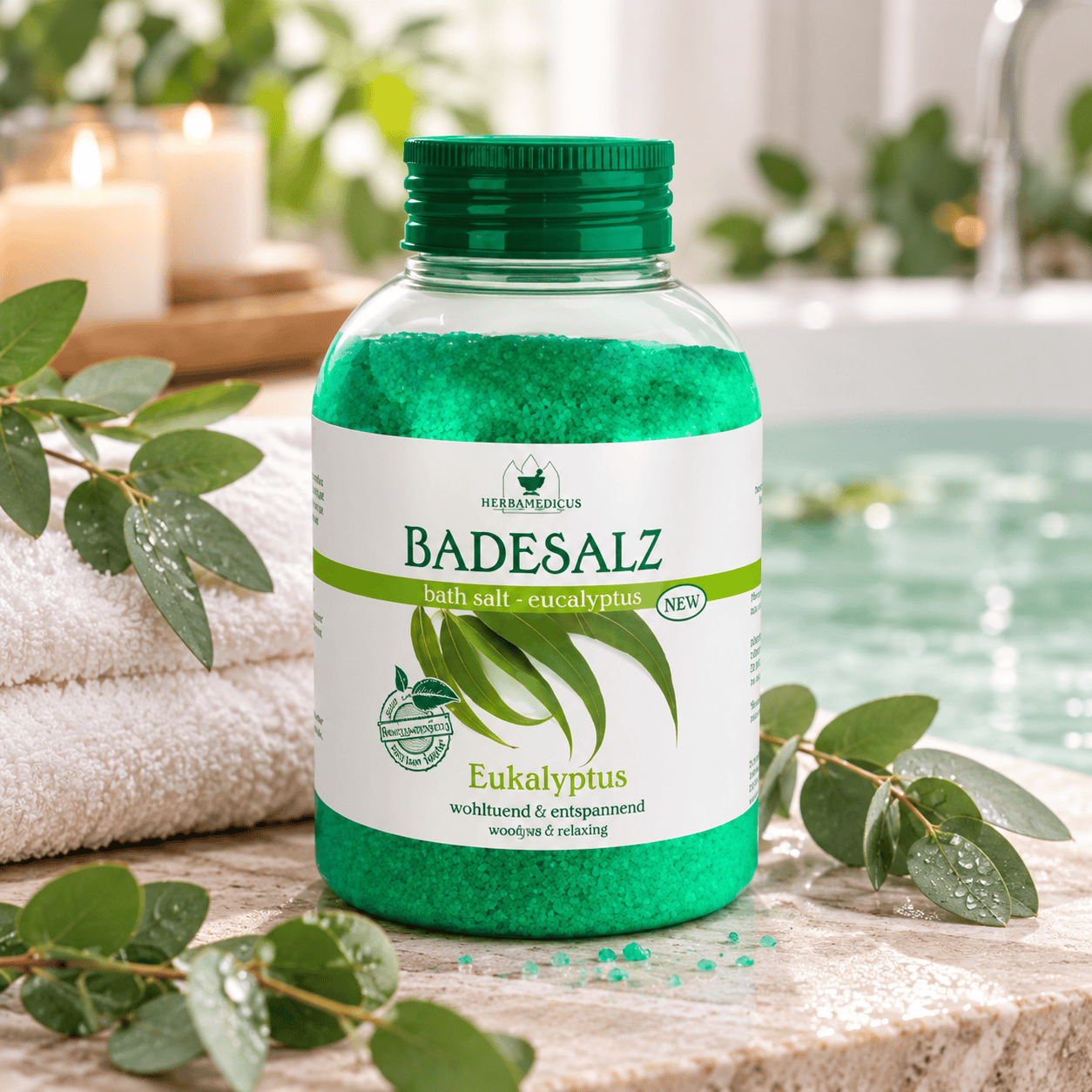 Herbamedicus Eucalyptus Badzout 575 g – Ontspannend Kruidenbad