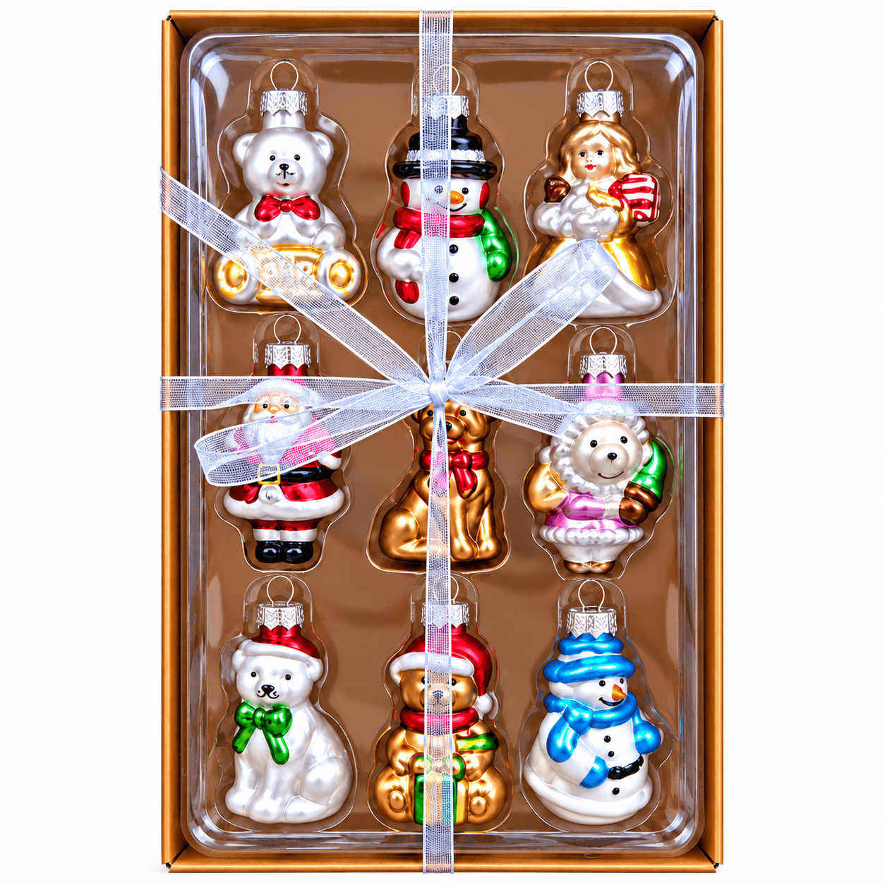 Kerstboomdecoratie Glas Figuren – Set van 9 Stuks, 6 cm