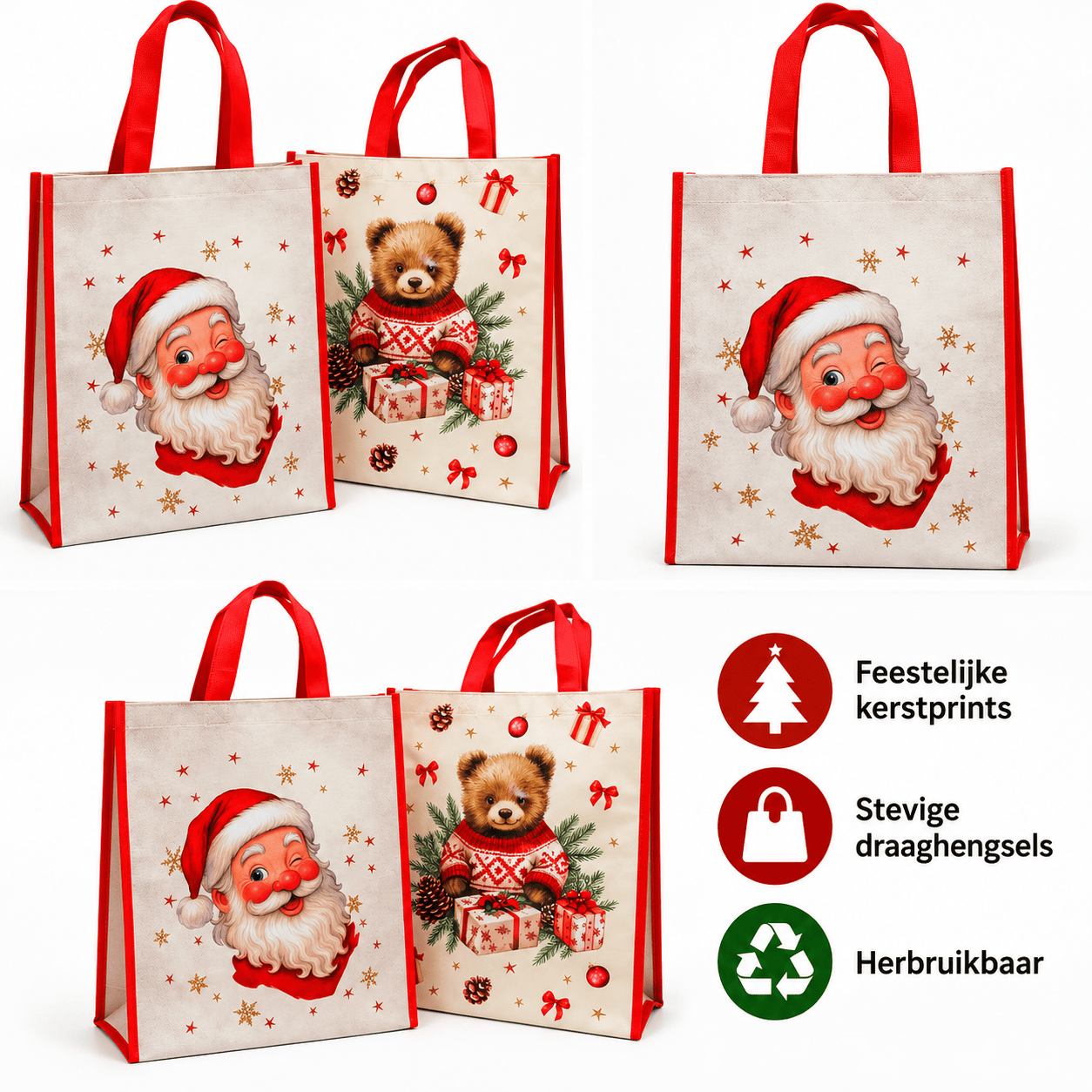 Kerst Boodschappentas Non-woven – 60 × 34 × 12 cm