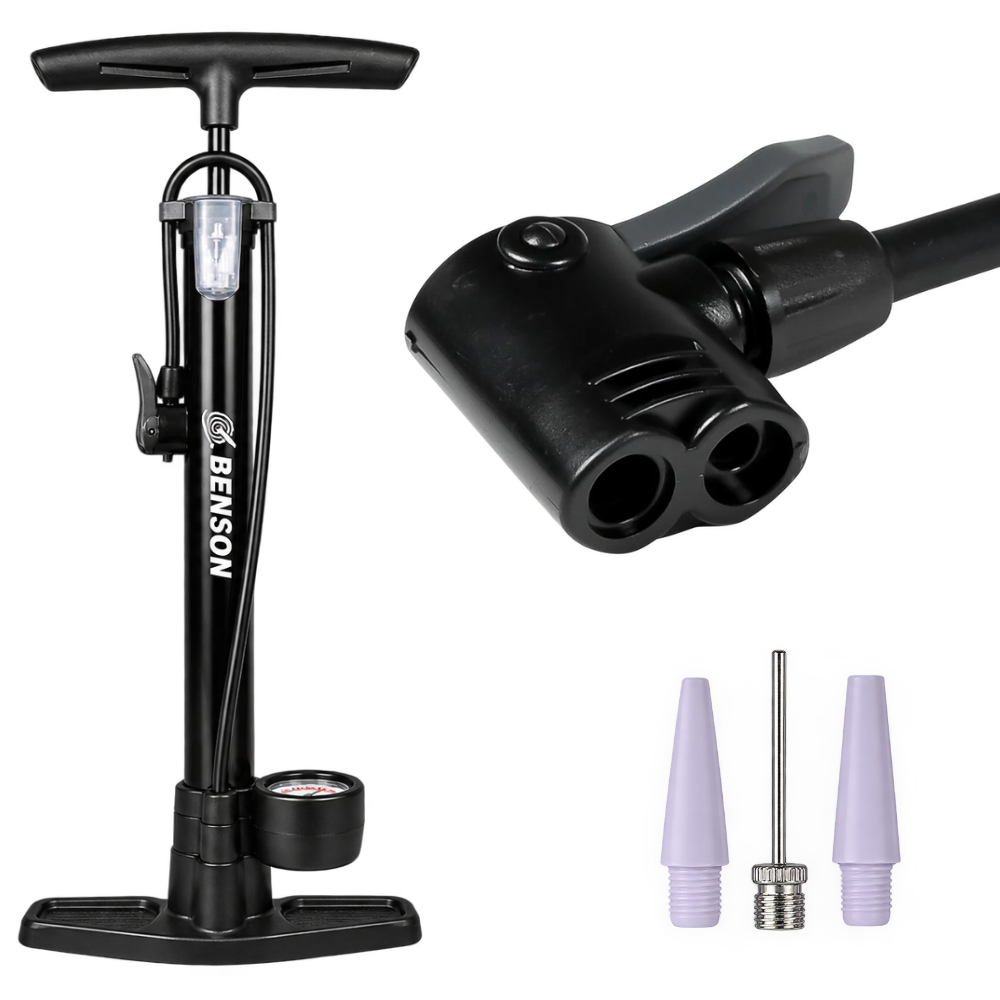 Fietspomp met Manometer 8 Bar – Benson | Presta & Schrader | 65 cm Slang