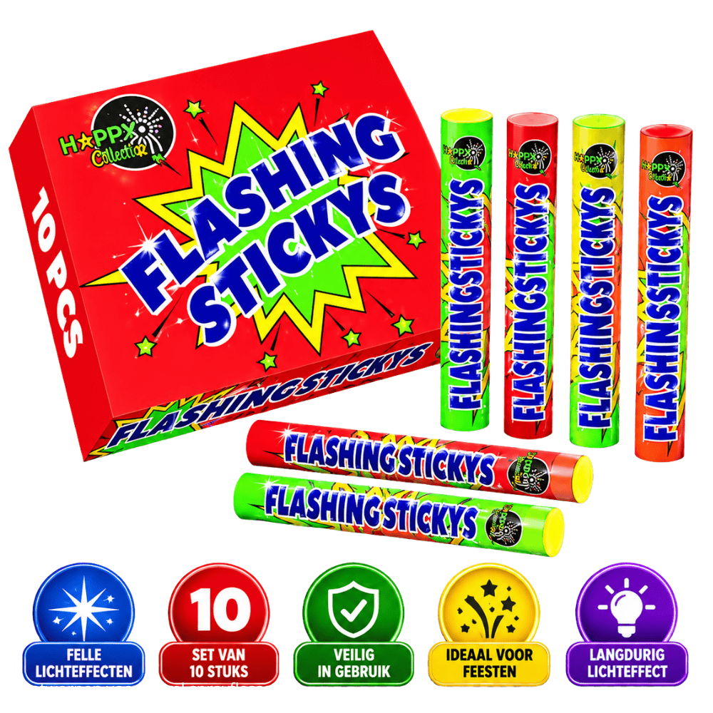 Flashing Sticks 10 Stuks – Rood & Groen | Cat 1 Vuurwerk | Heel Jaar Afsteken | Broekhoff