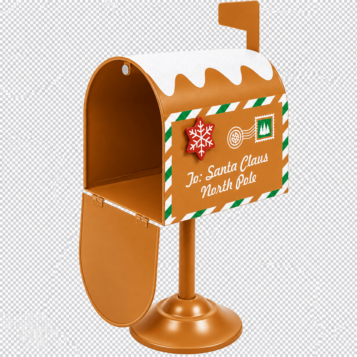 Decoratieve kerstbrievenbus van metaal Bruin