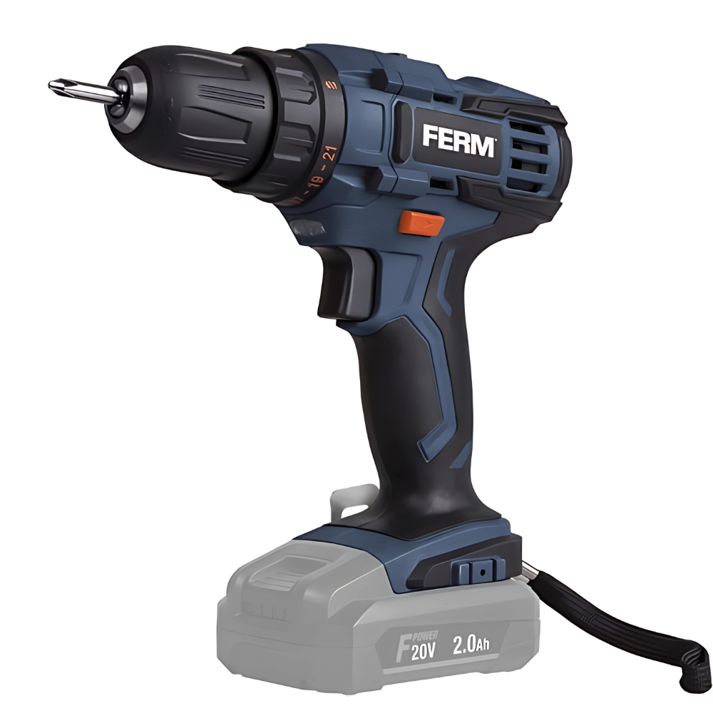 Ferm - Boormachine 20V + Gratis Accu & Lader - CDM1143 - F-POWER - Li-Ion - Accu - 2,0Ah - Voor - F-Power