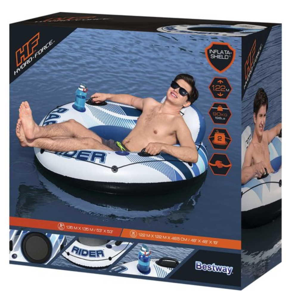 Bestway Zwemband - met Bekerhouders - Rugsteun - Optrektouw - Wit/ Blauw