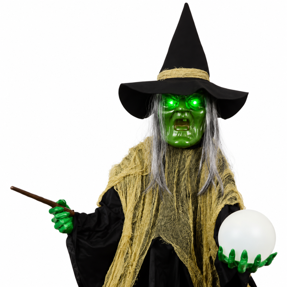 Halloween Heks XXL 183 cm – Met LED-verlichting, Geluid & Beweging | Decoratie
