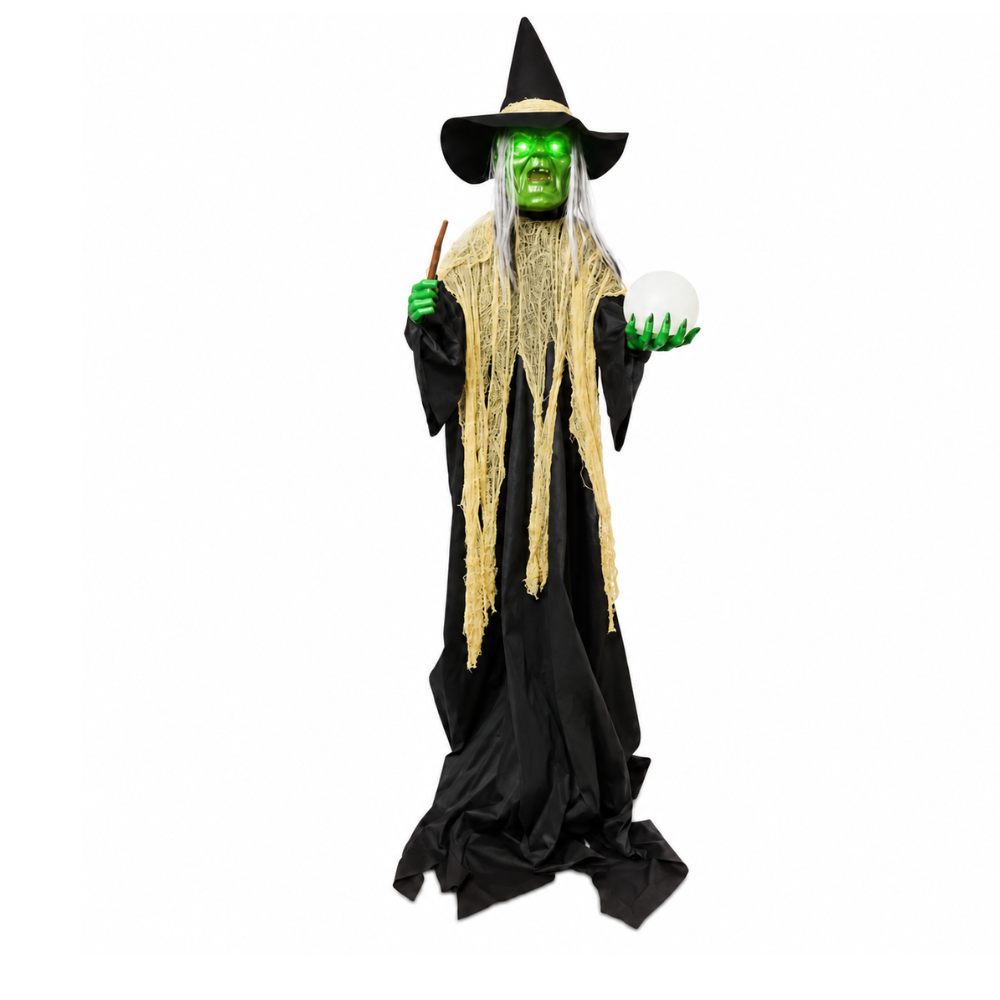 Halloween Heks XXL 183 cm – Met LED-verlichting, Geluid & Beweging | Decoratie