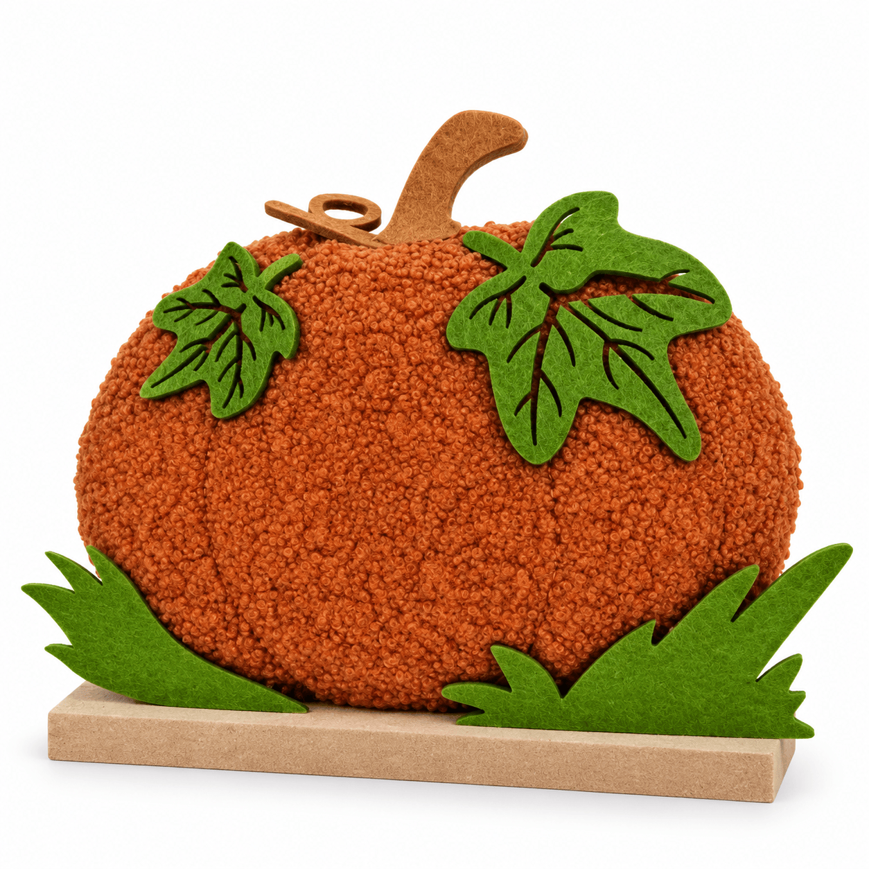 Herfstdecoratie Pompoen op Houten Standaard – 23 × 17 cm