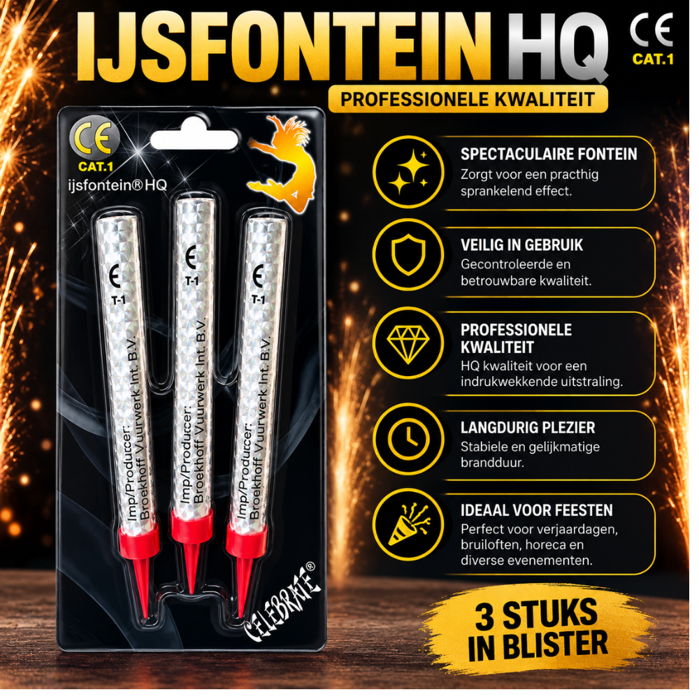 IJsfontein China 12 cm – 3 Stuks | 30-40 Sec | Horeca Kwaliteit | Feest & Verjaardag