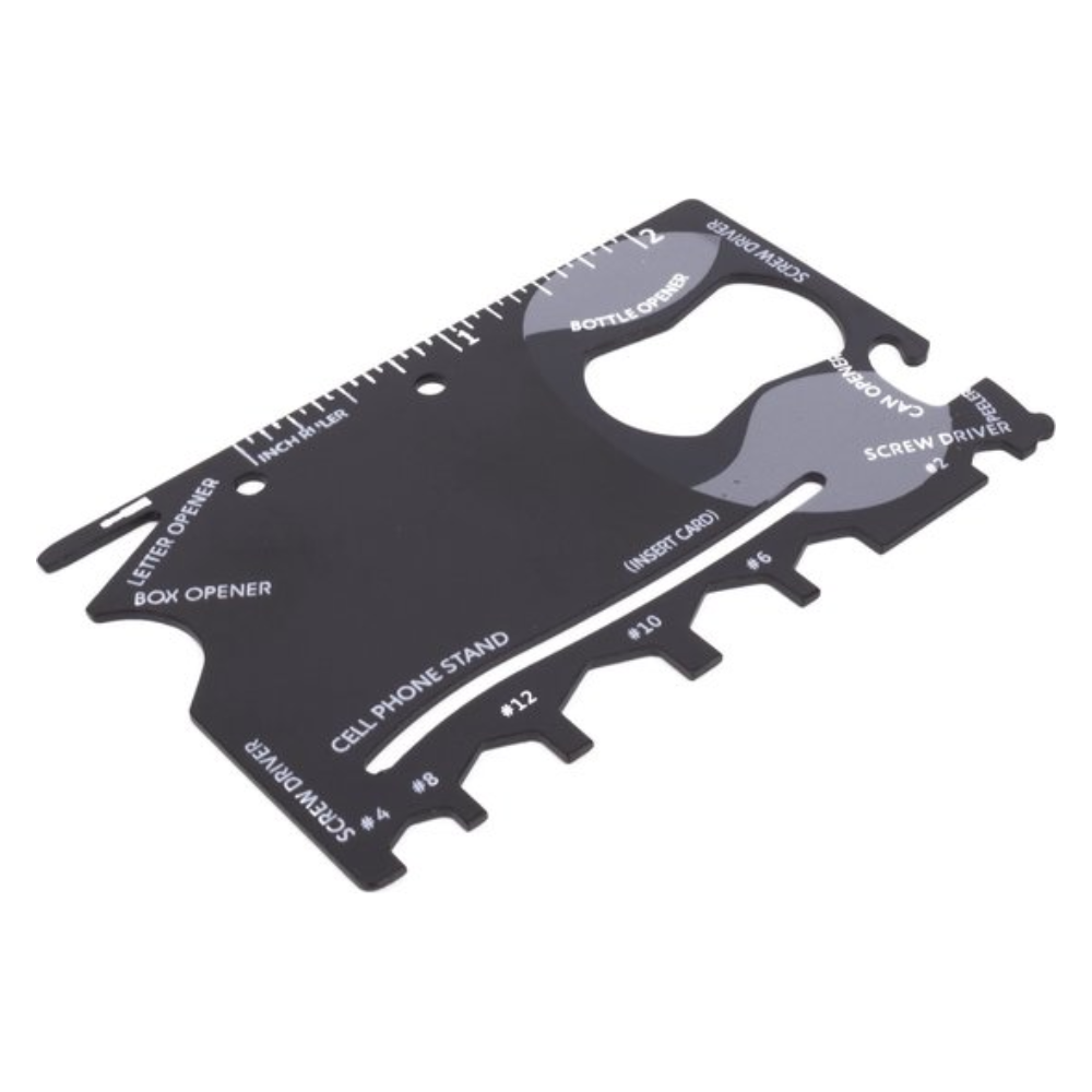Multitool Survival Kaart - Kamperen - Hiking - 17 opties