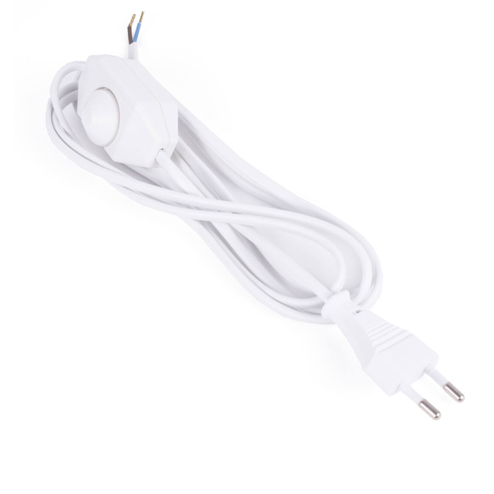 Stroomsnoer + stekker + vloerdimmer 2 mtr wit