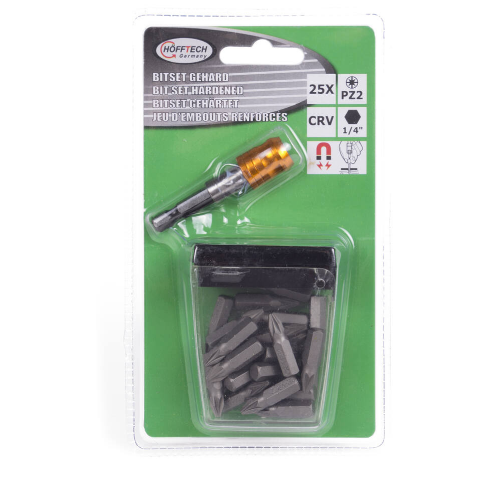 Hofftech Pz2 Bitset Gehard S2 - 25 stuks met Quick Release Bithouder