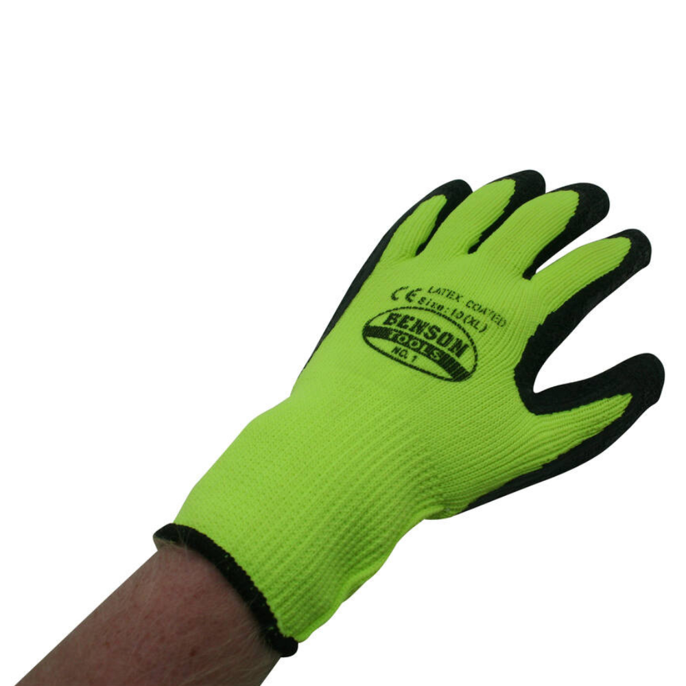 Hofftech Winterhandschoenen Latex XL / Maat 10 Grip Gebreide Neon-Geel