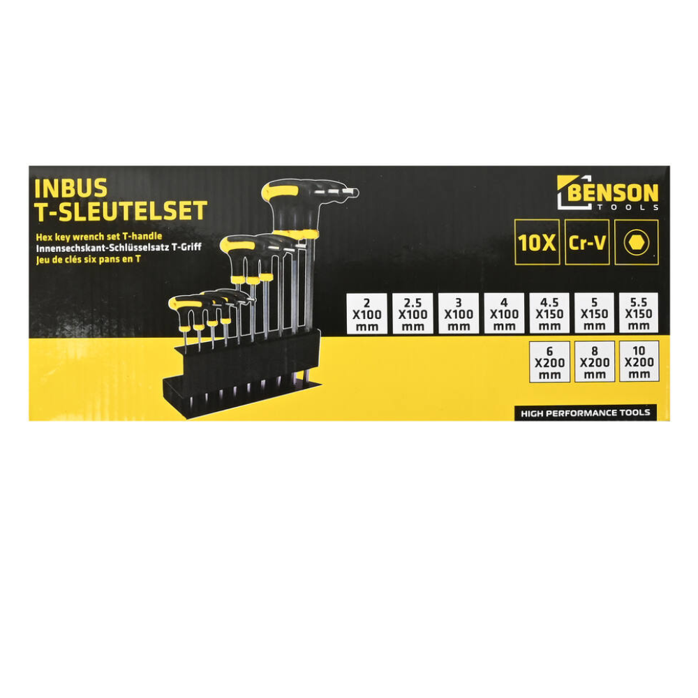 Benson Inbus T-sleutelset – 10-delig
