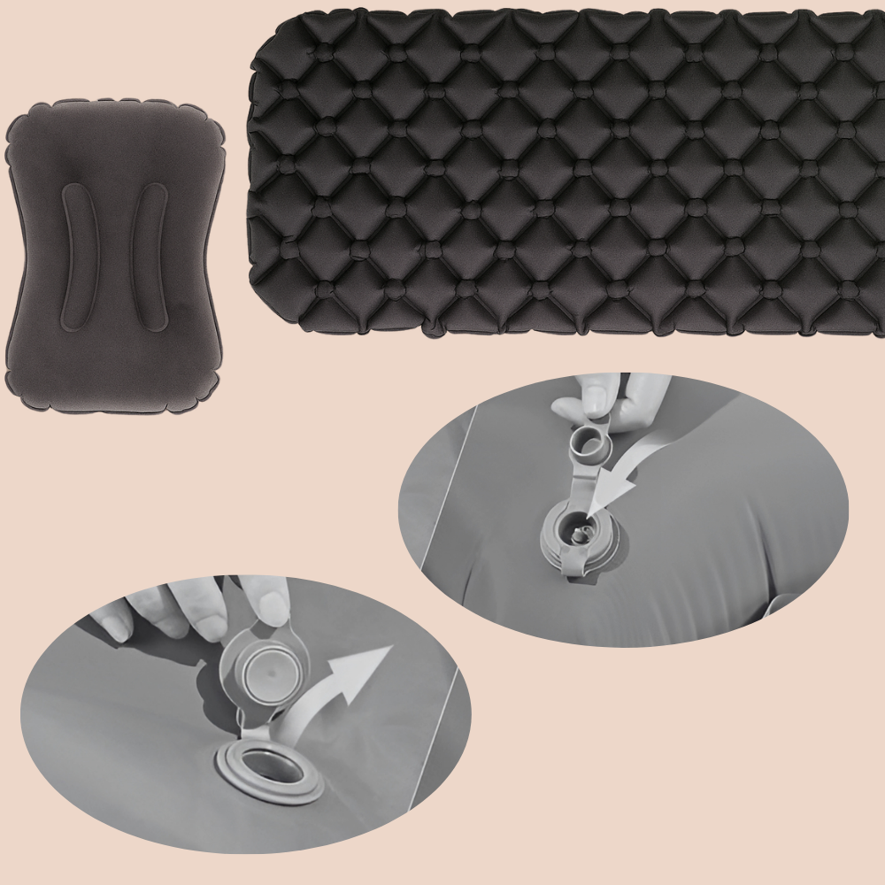 Campingmat met kussen - Slaapmat - 185x57x10 - Snel opblaasbaar - Opblaas matras