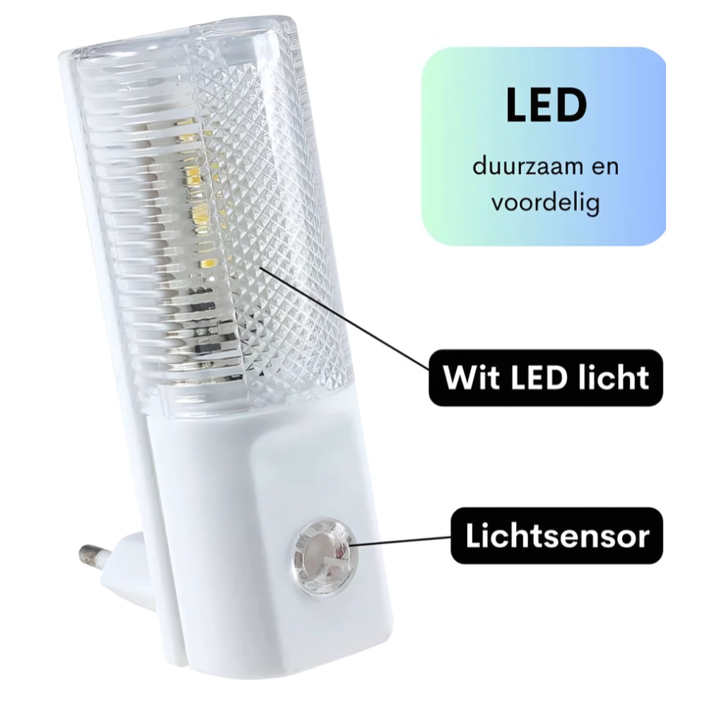LED Nachtlampje - met Lichtsensor - Stopcontact Sensorlampje - Wit LED Licht - Dag en Nacht Sensor - Kinderen en Volwassenen