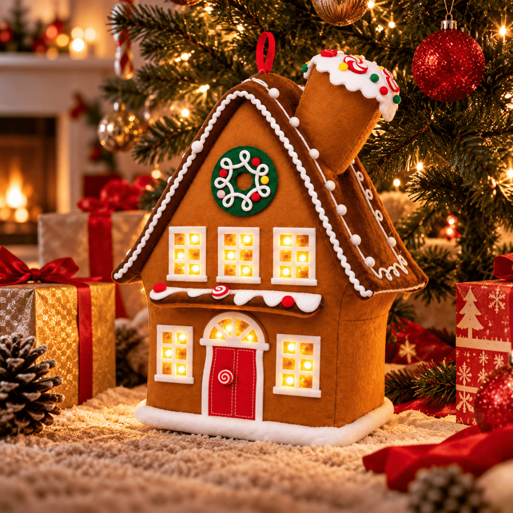 Opvouwbaar Kersthuis met LED Verlichting – Timer 6/18 uur | Op Batterijen | Kerstdecoratie