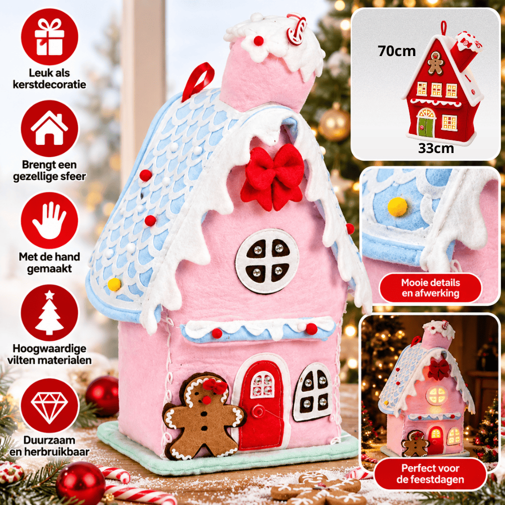 Opvouwbaar Kersthuis met LED Verlichting – Timer 6/18 uur | Op Batterijen | Kerstdecoratie