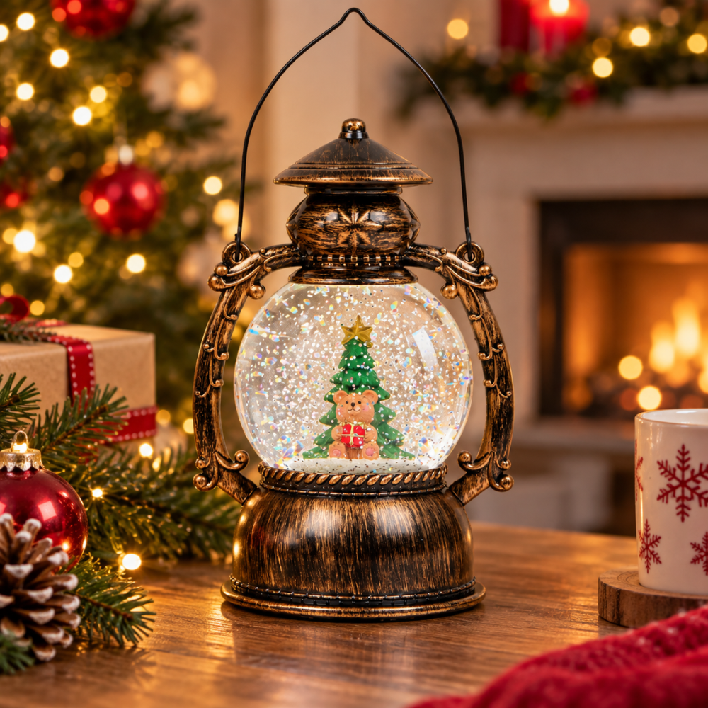 LED Sneeuwbol Kerstlantaarn 20 cm – Glitter & Verlichting | Kerstdecoratie