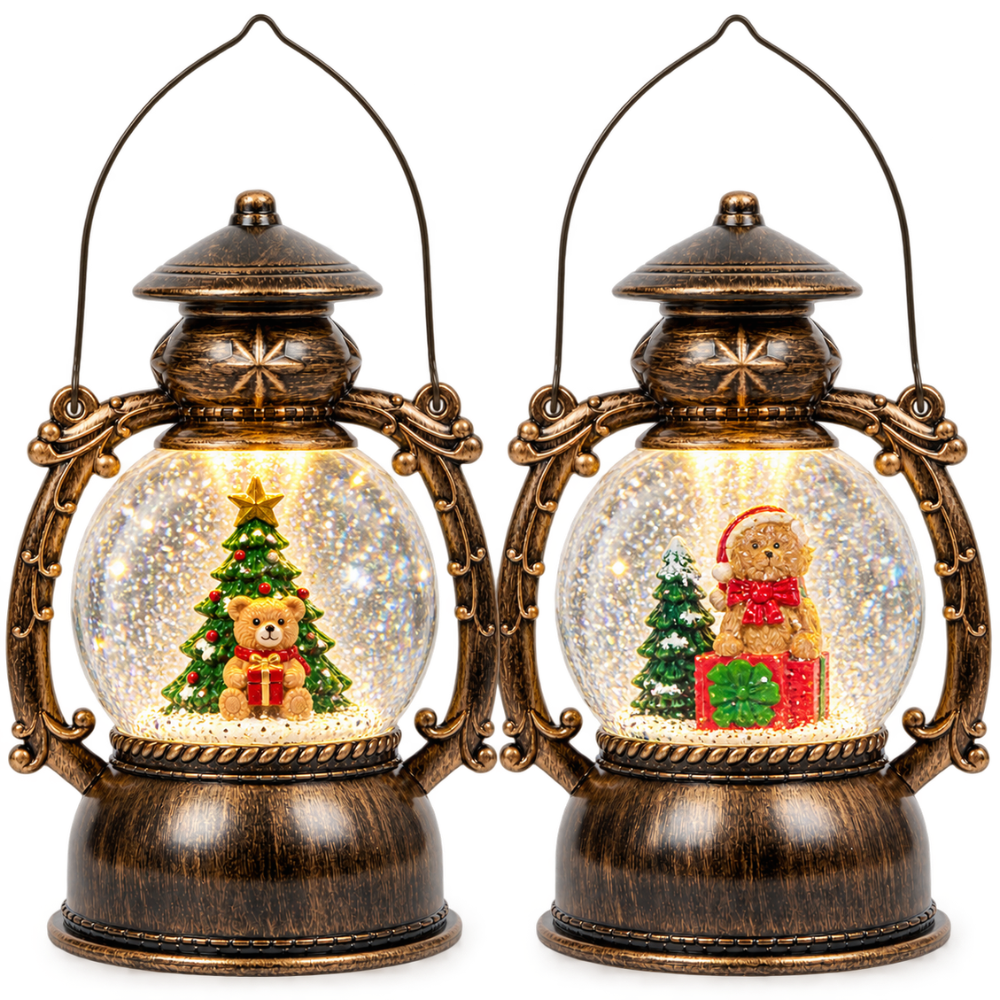 LED Sneeuwbol Kerstlantaarn 20 cm – Glitter & Verlichting | Kerstdecoratie