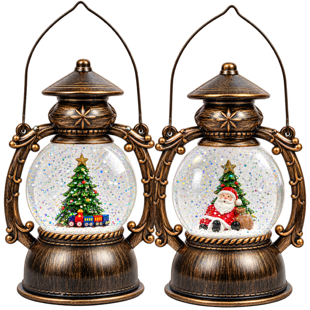 LED Sneeuwbol Kerstlantaarn 20 cm – Glitter & Verlichting | Kerstdecoratie