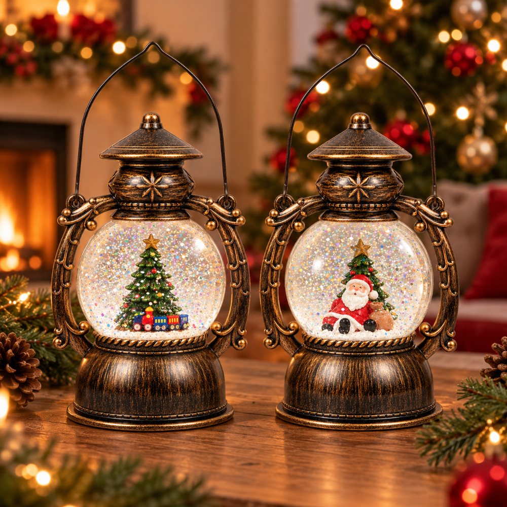 LED Sneeuwbol Kerstlantaarn 20 cm – Glitter & Verlichting | Kerstdecoratie