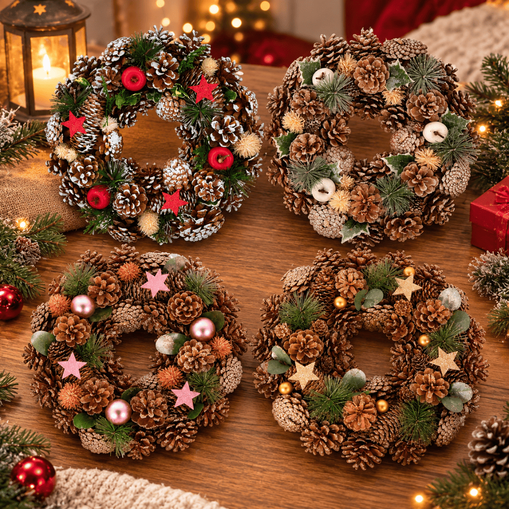 Luxe Kerstkrans Ø 34 cm – Dennennaalden & Dennenappels | FSC®-gecertificeerd | 4 Varianten