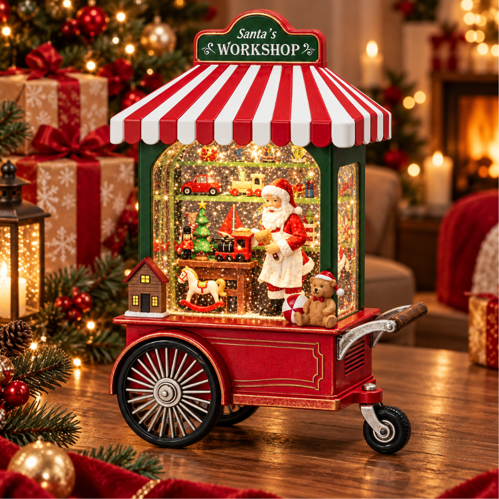 Watergevulde Kerstlantaarn 27 cm – LED Verlichting op Batterijen | Kerstdecoratie