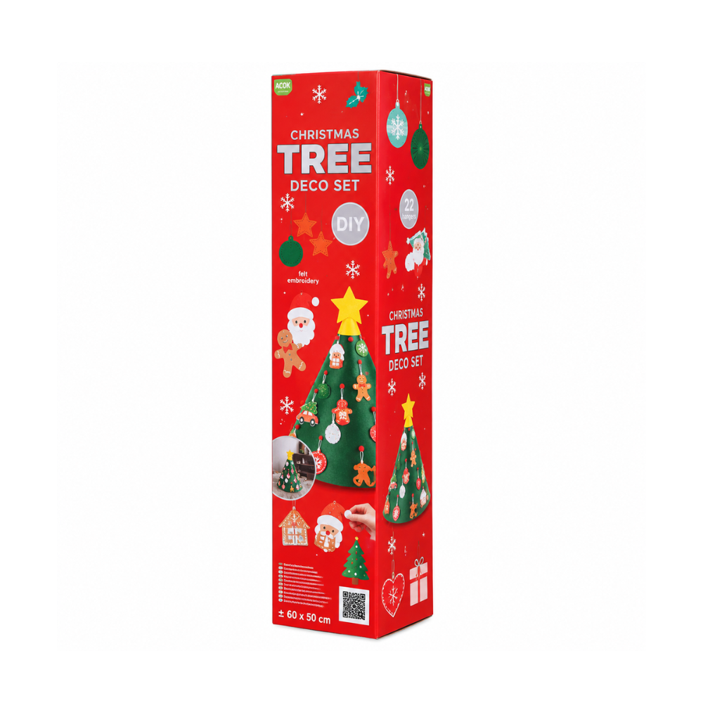 Kids Kingdom Vilten Kerstboom 60x50 cm – Versieren met Hangertjes & Diamanten | Vanaf 3 jaar