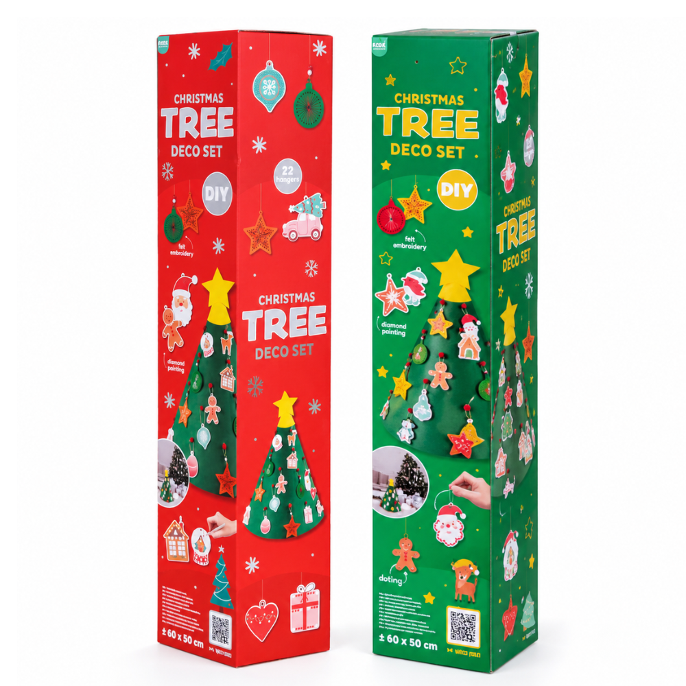 Kids Kingdom Vilten Kerstboom 60x50 cm – Versieren met Hangertjes & Diamanten | Vanaf 3 jaar