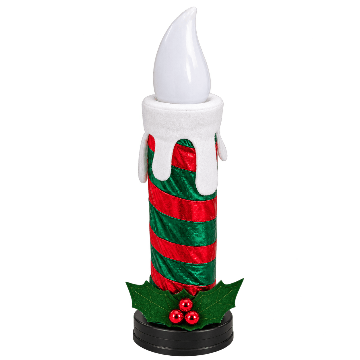 Opvouwbare LED-Kerstkaars XXL 60 cm – Groene Strepen, Timer