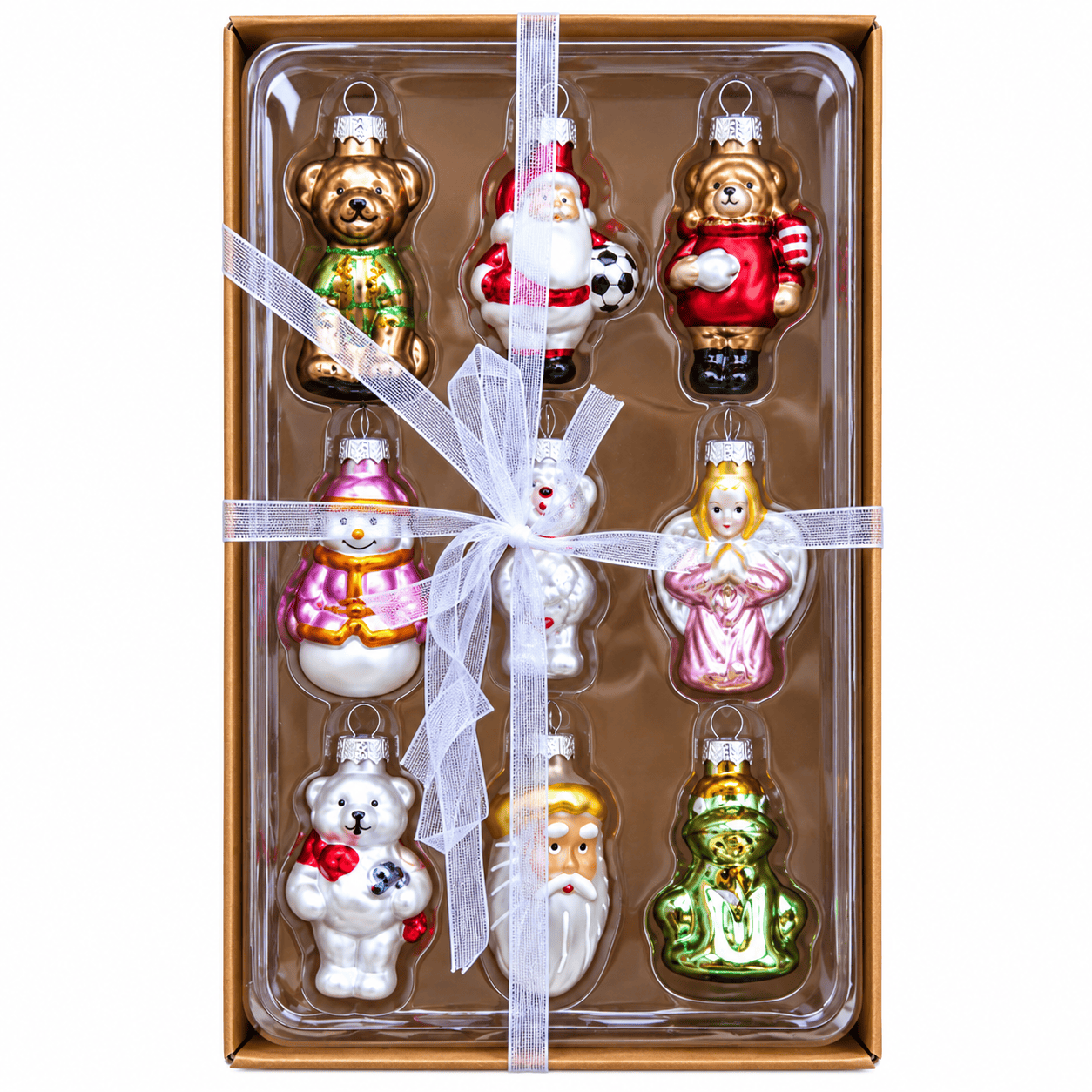 Kerstboomdecoratie Glas Figuren – Set van 9 Stuks, 6 cm