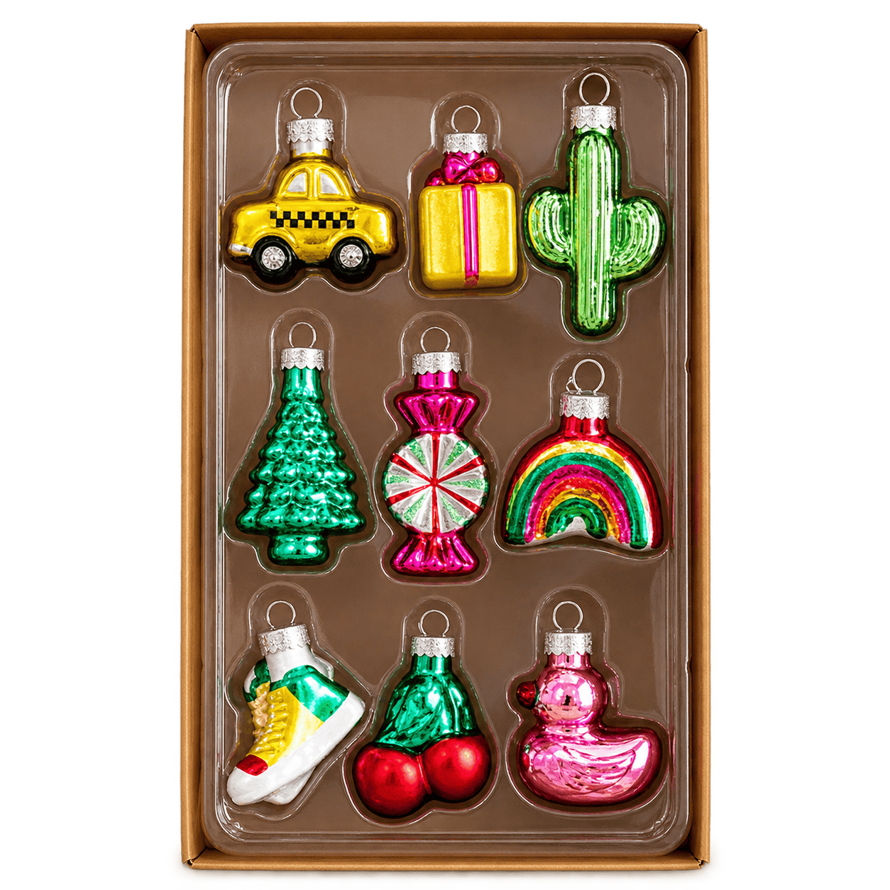 Kerstboomdecoratie Glas Figuren – Set van 9 Stuks, 6 cm
