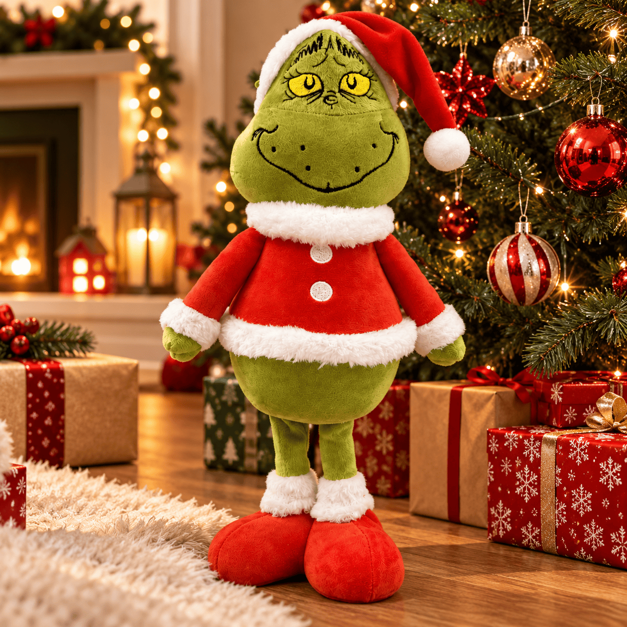 Grinch Kerstfiguur in Kerstmanpak – Staand, 40 cm