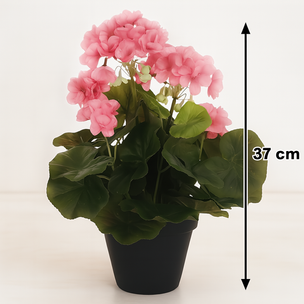 Rose Geranium Kunstplant in Pot – Sfeervol en Onderhoudsvrij - 37cm
