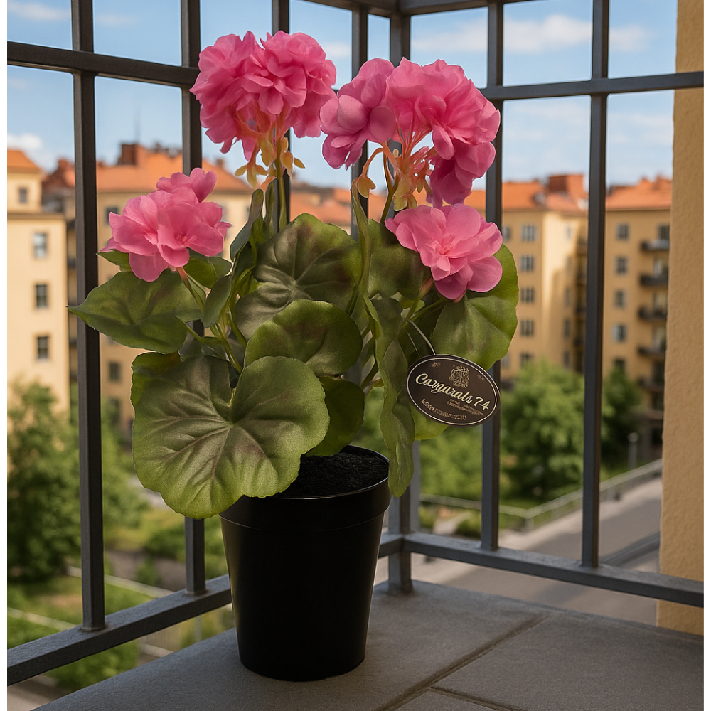 Lavendel Geranium Kunstplant in Pot – Sfeervol en Onderhoudsvrij - 37cm
