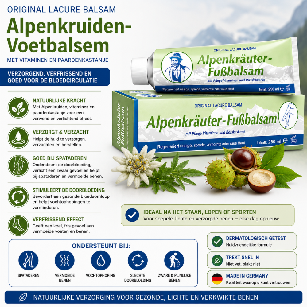Alpenkrauter Zalf voor Zware Benen, Bevordert de Bloedsomloop, Paardenkastanje 200ml
