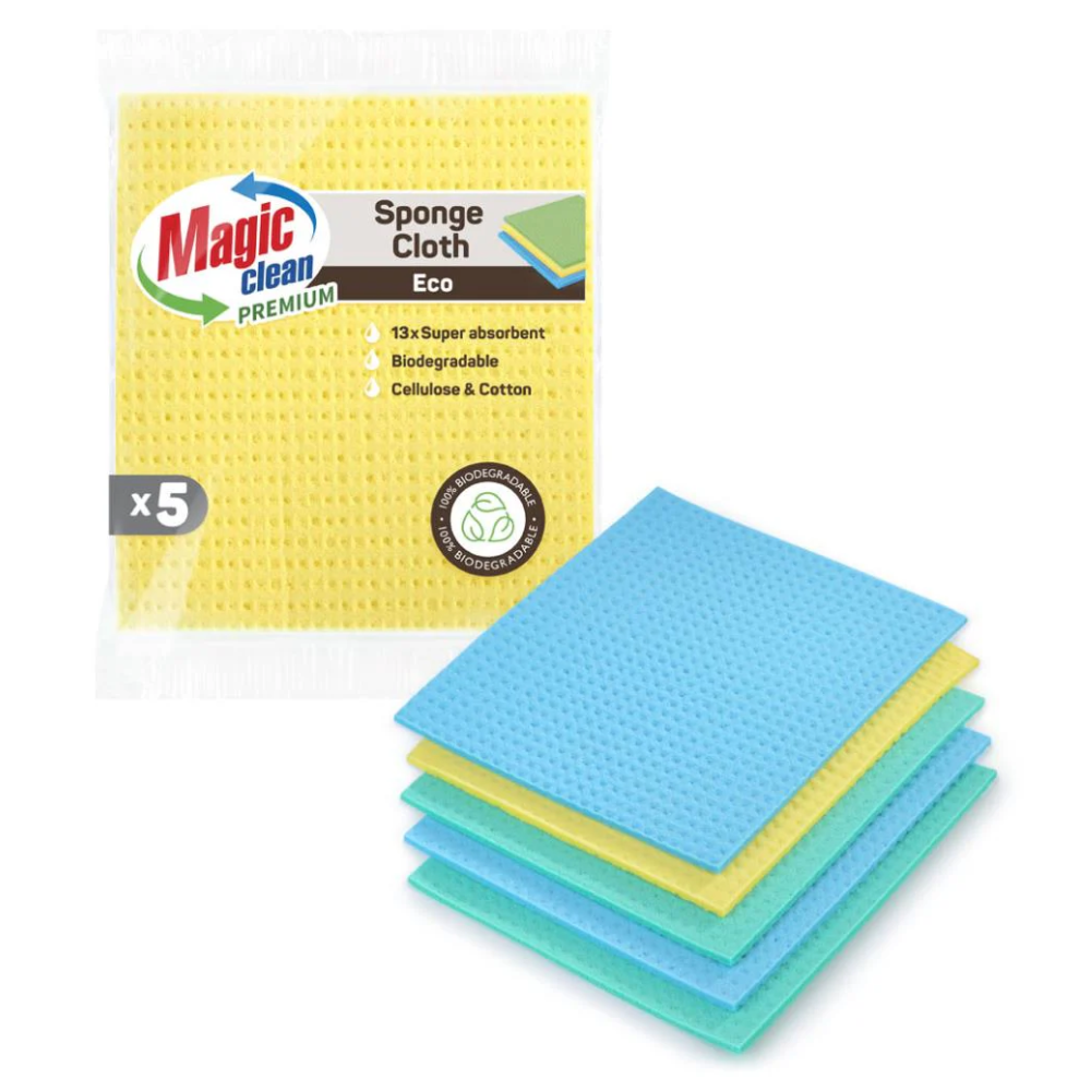 Magic Clean Premium Sponsdoek Eco 18 x 20 cm 5 dlg