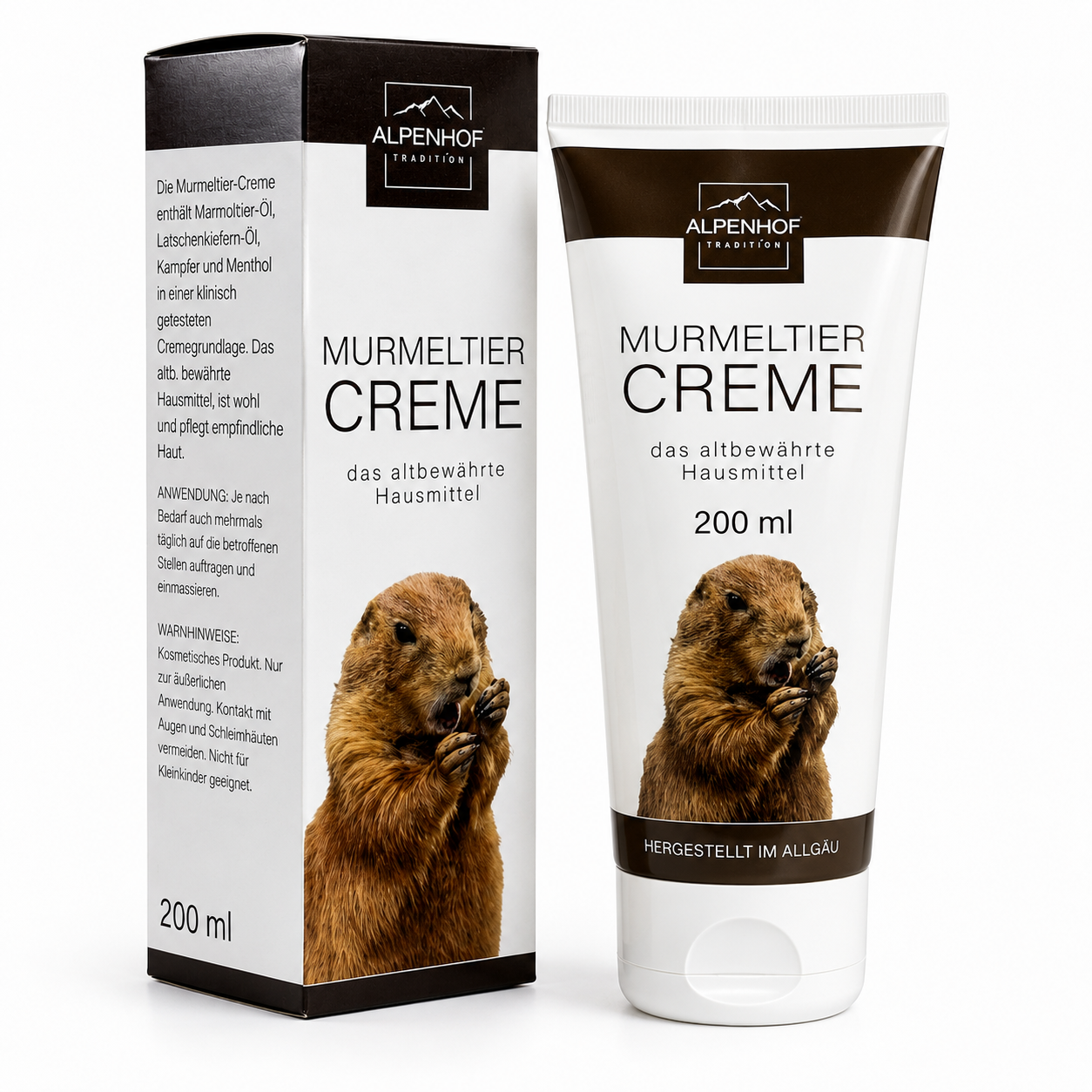 Alpenhof Murmeltiersalbe / Marmot Crème - Intensieve Spierbalsem - Tegen Stijve Spieren & Gewrichten - 200ml - Tube