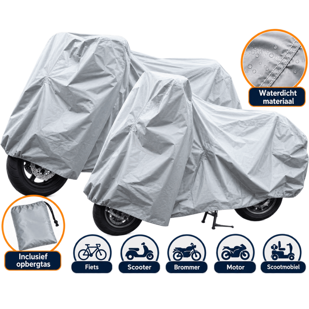Motor- & Scooterhoes Waterafstotend – 246 x 104 x 127 cm | Zilvergrijs | Incl. Opbergtas