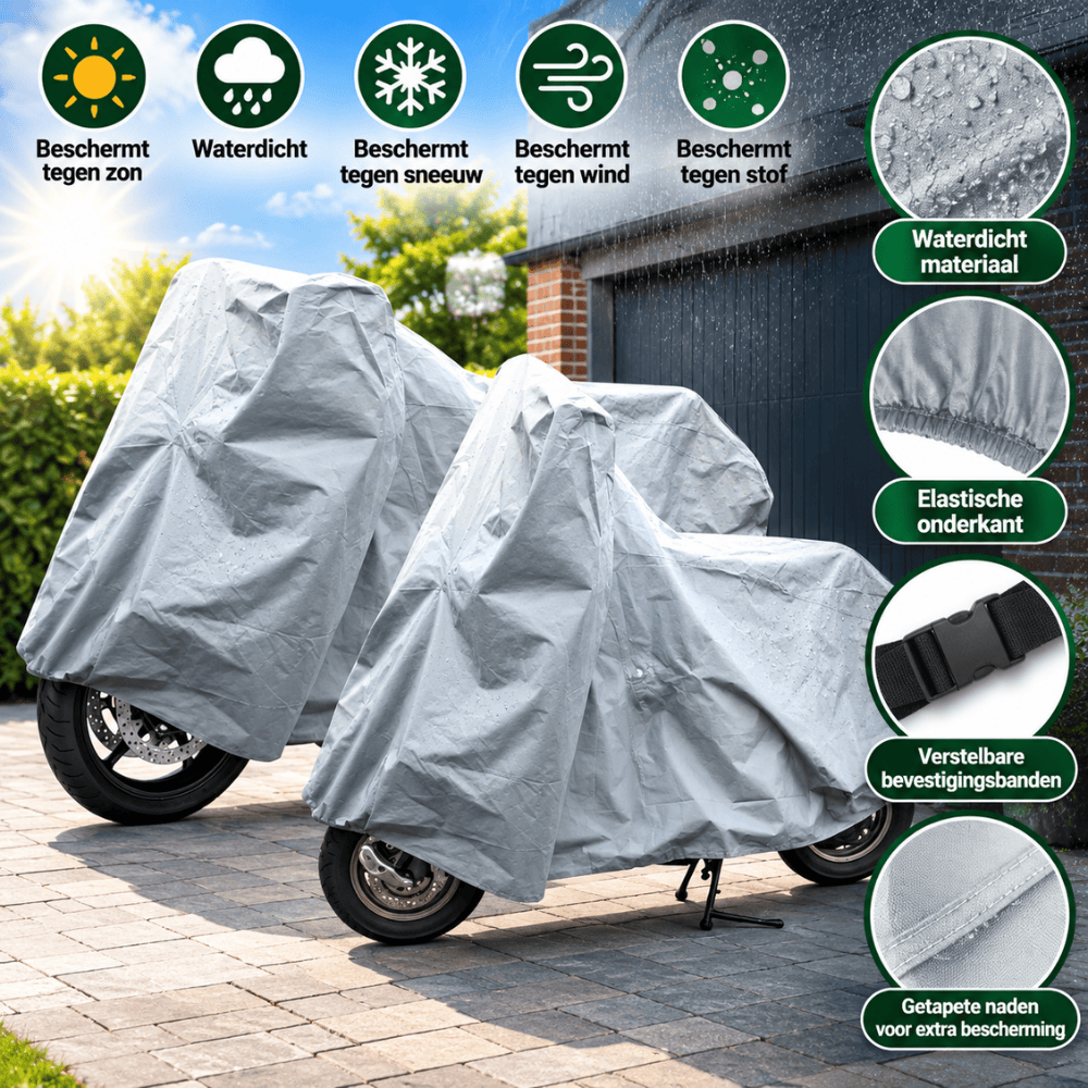 Motor- & Scooterhoes Waterafstotend – 246 x 104 x 127 cm | Zilvergrijs | Incl. Opbergtas
