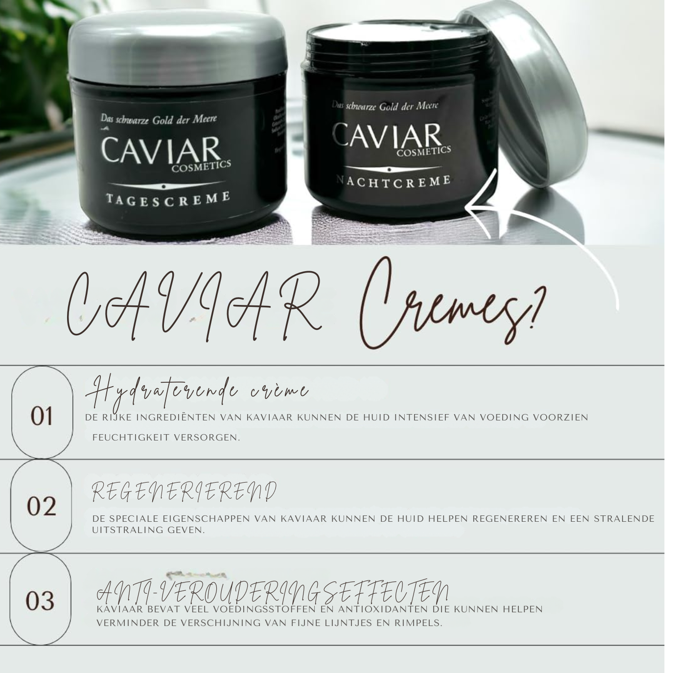 2 x 125 ml - Original Caviar Cream - Anti-Ageing Caviar Extract Gezichtscrème - Dagcrème en Nacht verzorgingset, Hydraterende crème,