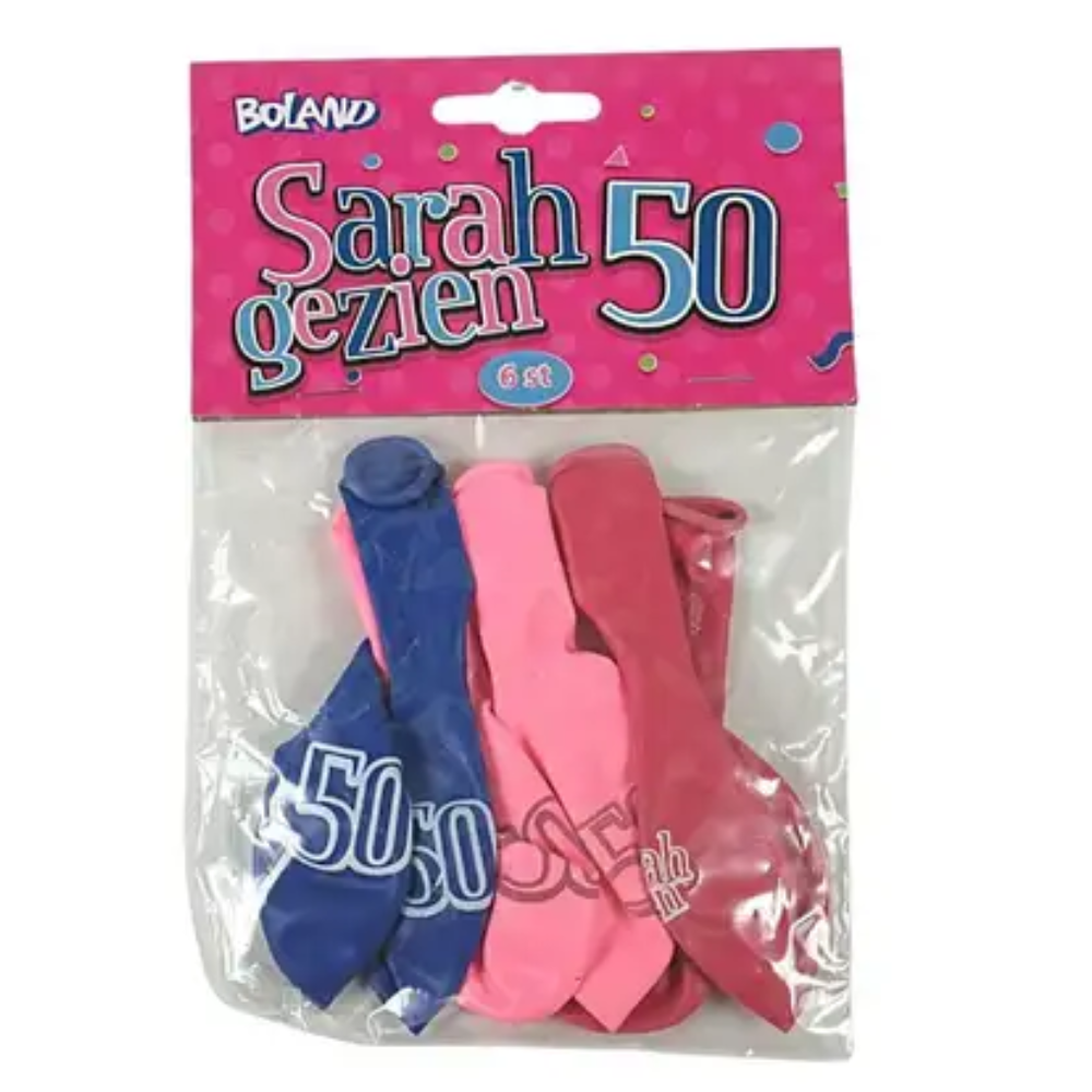 Ballonnen Sarah gezien - 6 stuks - 25cm