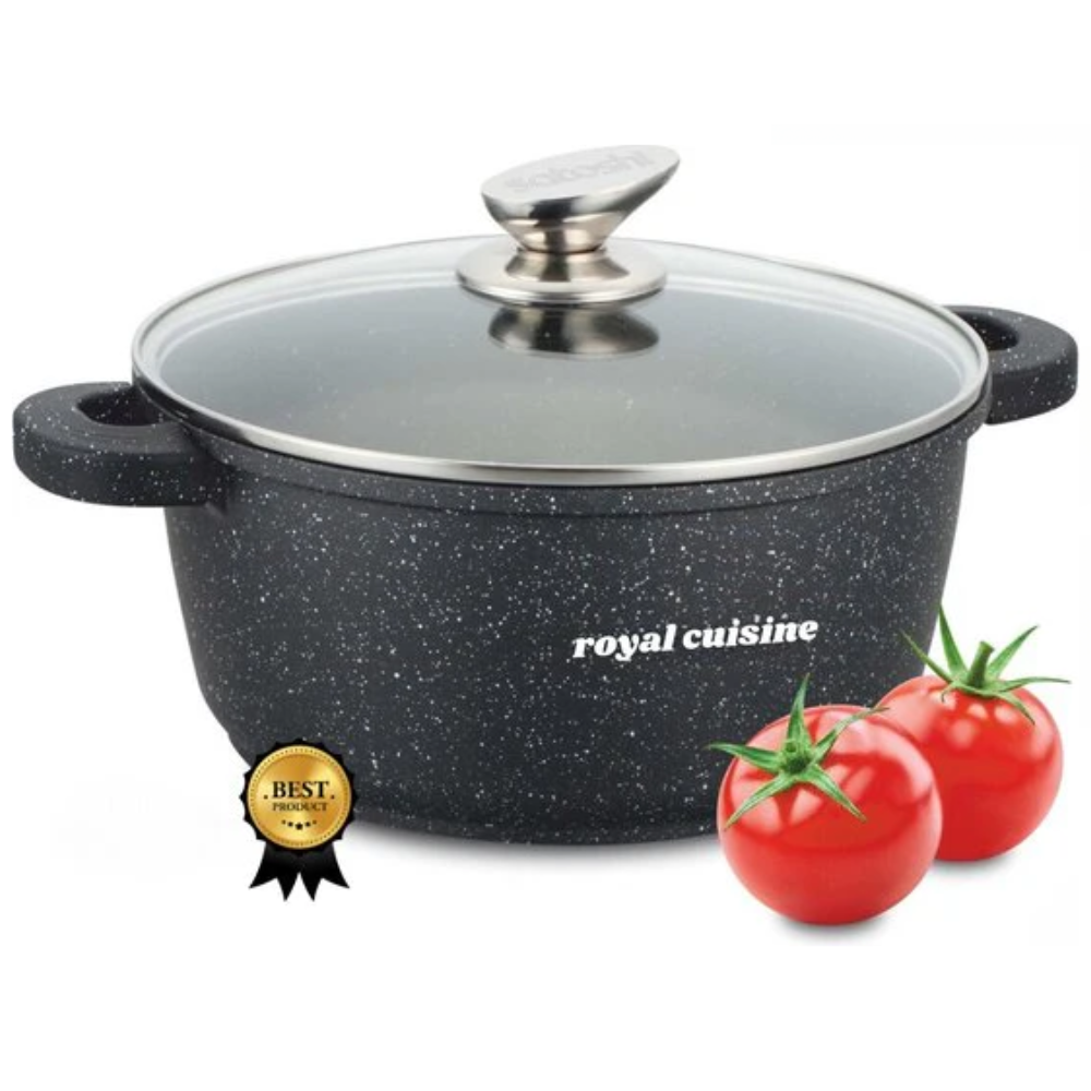 Royal Cuisine Amsterdam pan 20cm  2.2 Liter inductie met deksels -Steencoating - koudgrepen – zwart