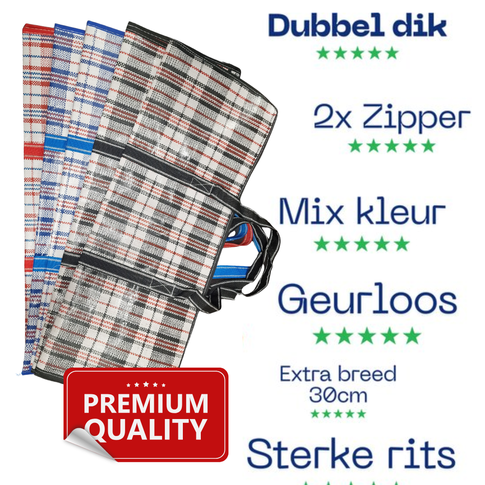 Bundel 5 Stuks - Premium  Grote tassen - Mix kleuren - XXL - 70 x 30 x 55
