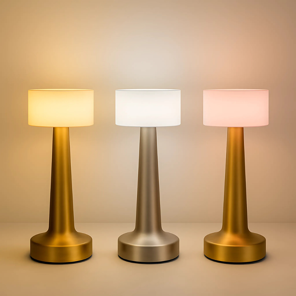 LED tafellamp oplaadbaar dimbaar touch goud display