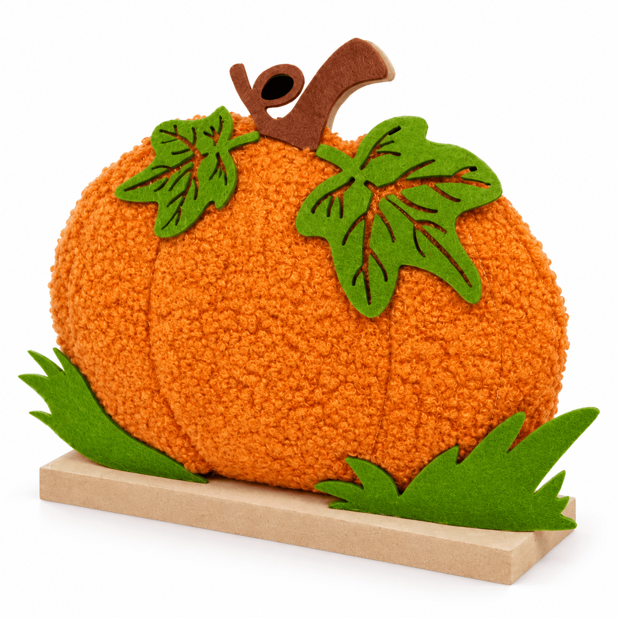 Herfstdecoratie Pompoen op Houten Standaard – 23 × 17 cm